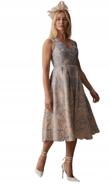 Pobřežní Šaty MIDI S Prošívaným Květinovým Vzorem 38 Hkn