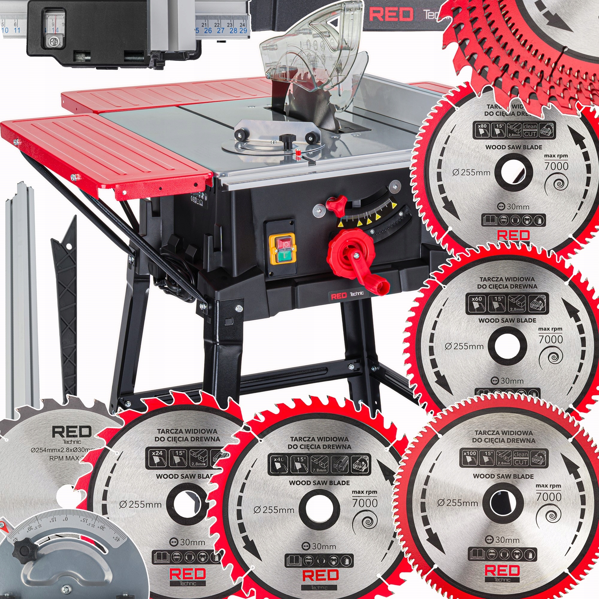 Stolová pila Pila na dřevo Krajzega Stůl Kotouč 3400W 6 kotoučů