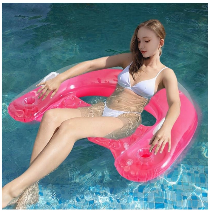 FOTEL DMUCHANY DO PŁYWANIA LEŻAK UCHWYTY MIEJSCE NA NAPOJE różowy Model Fotel do pływania