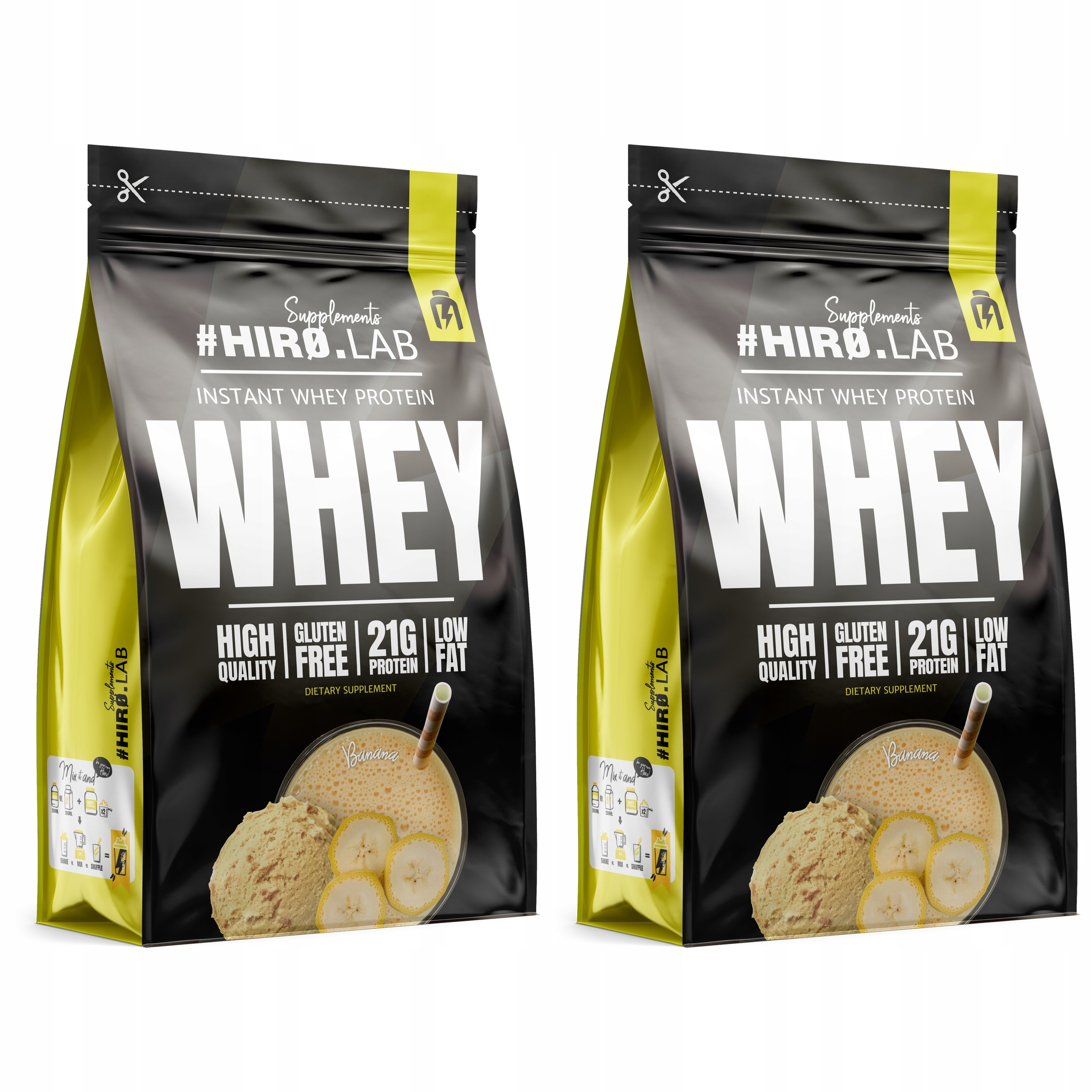 2x Wpc Instant Whey Protein syrovátkový doplněk stravy 750 g Banán Hiro