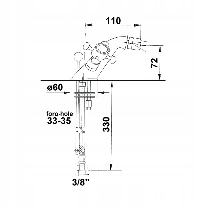 Sapho ANTEA bateria bidetowa chrom 3181 Kolor chrom