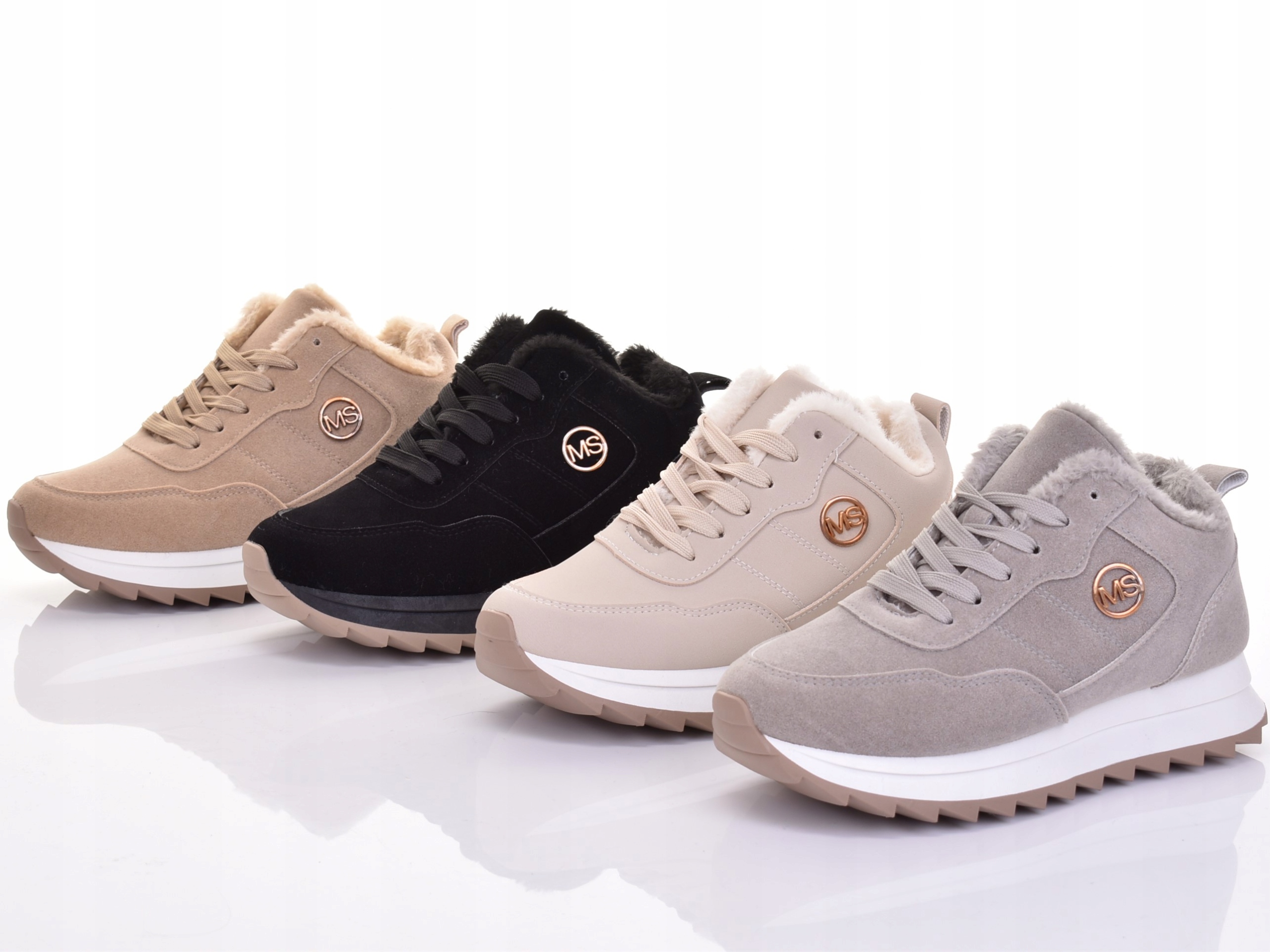ZIMOWE SNEAKERSY BUTY DAMSKIE OCIEPLANE NA PLATFORMIE SKÓRZANE Rozmiar 37