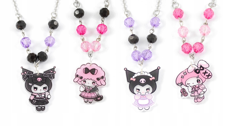 wisiorek KUROMI PASTEL LOLITA goth gothic lolita scene emo core gotycki Kolor dominujący różowy