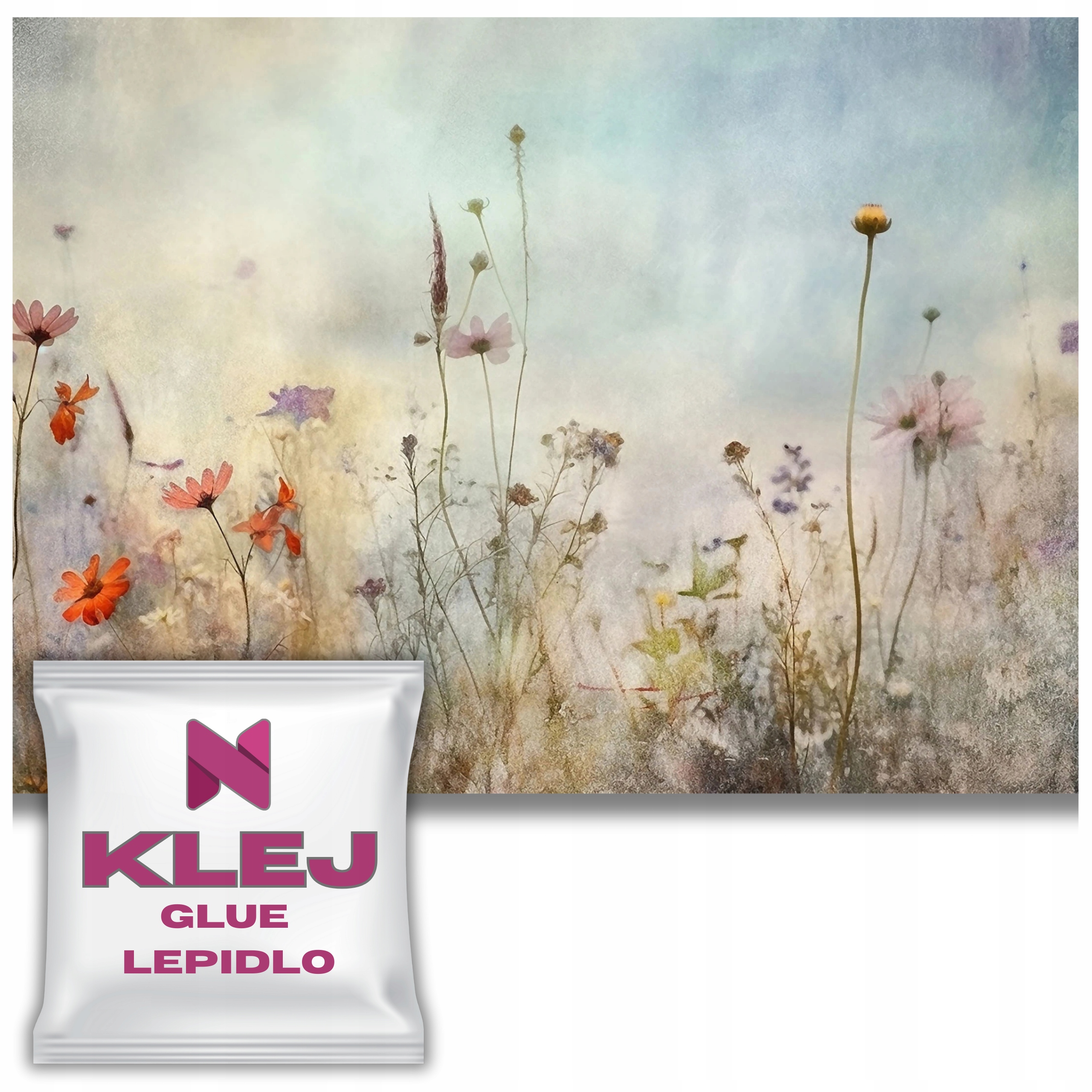Pastelová fototapeta do obývacího pokoje Nástěnná dekorace Květinová louka 260x390