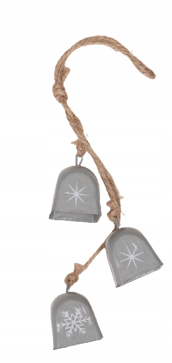 

Zawieszka dzwonki metalowe śnieżynka szare 19cm
