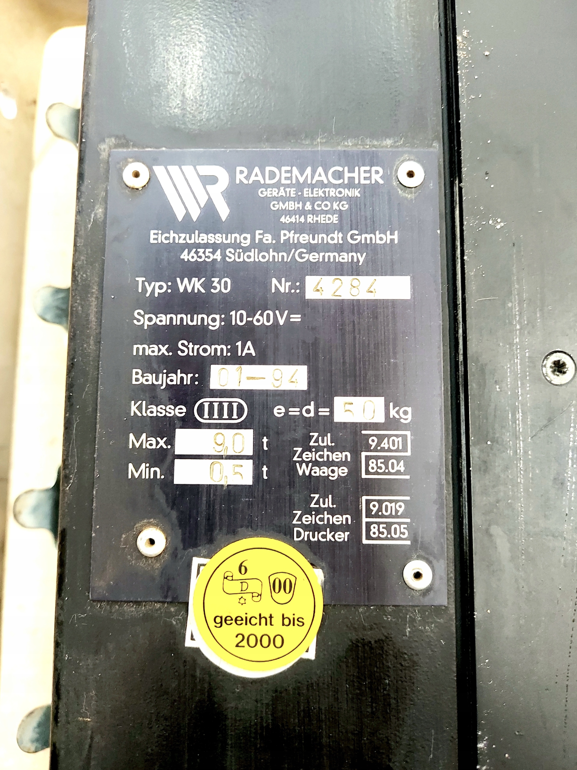Waga elektroniczna PFREUNDT WK 30 ladowarka Machine type Loader