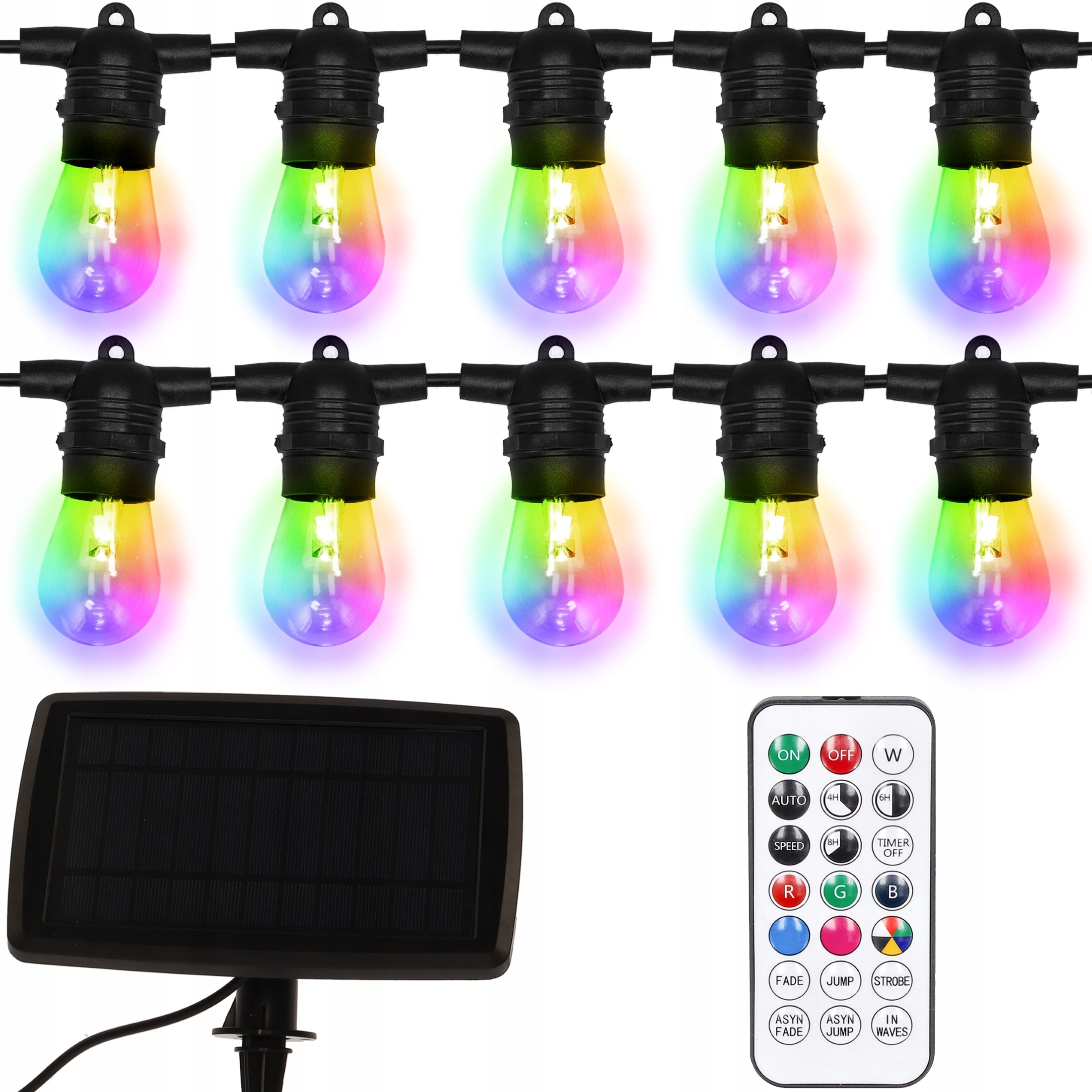 Solární girlanda 10 Led zahradní 10 m Lampičky Rbg barevná na balkon Světelná