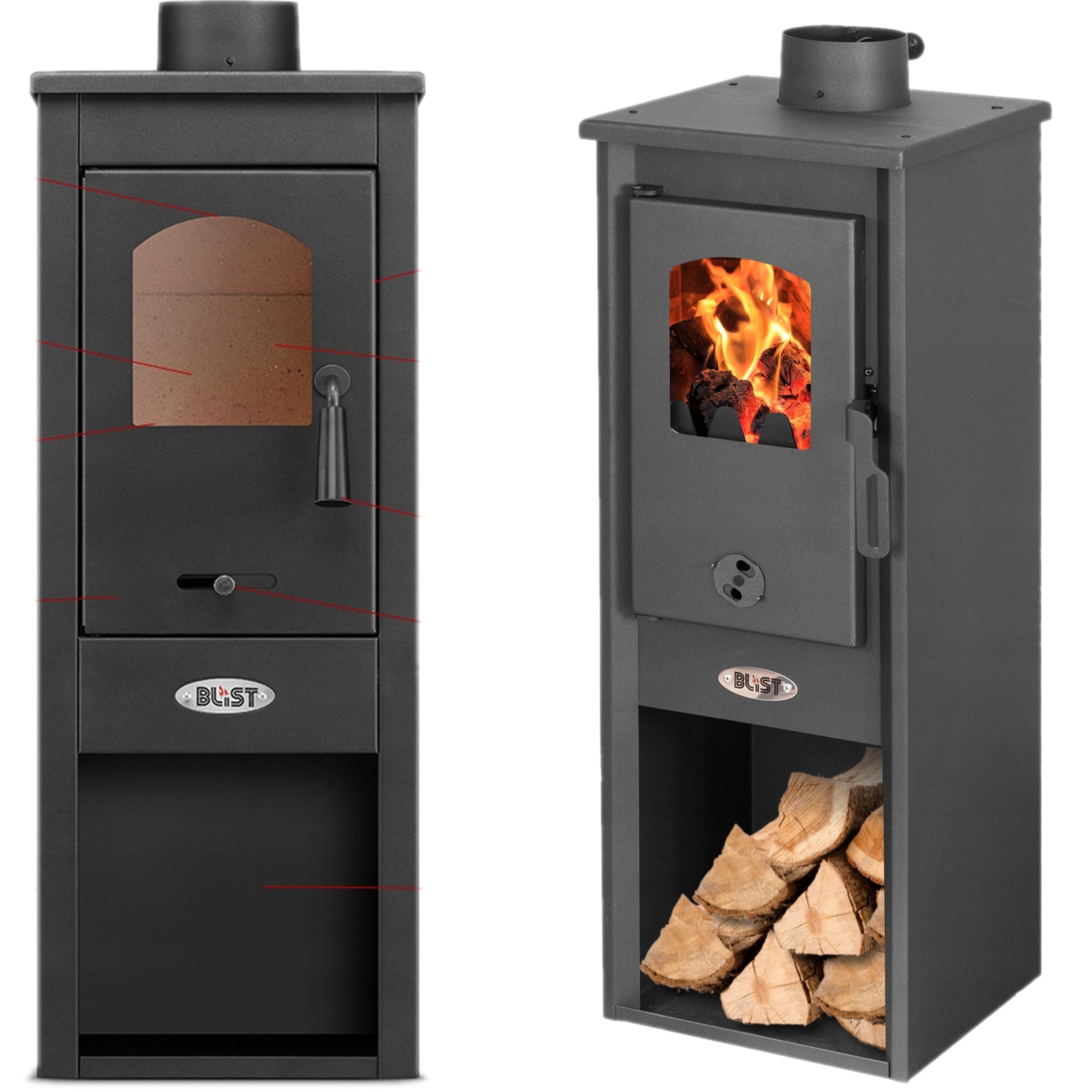 Oceľový krb koza voľne stojaci Eco Turbo Hot 120MM 8KW Odporúčaný