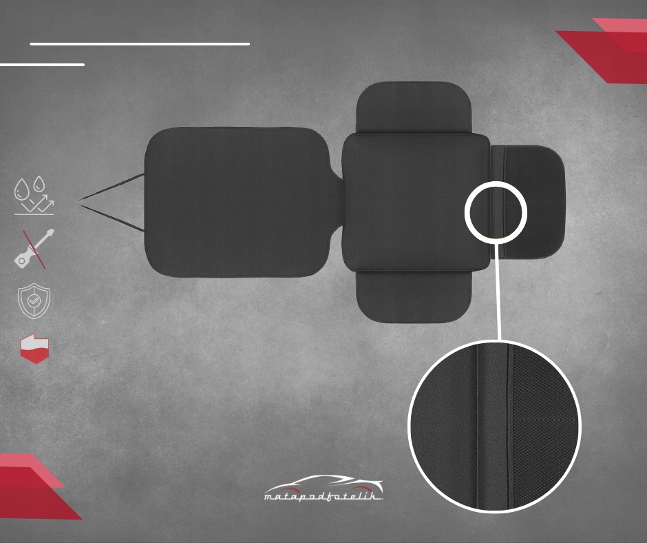 MATA OCHRONNA POD FOTELIK Z ORGANIZEREM NA ZABAWKI WODOODPORNA Kolor czerń