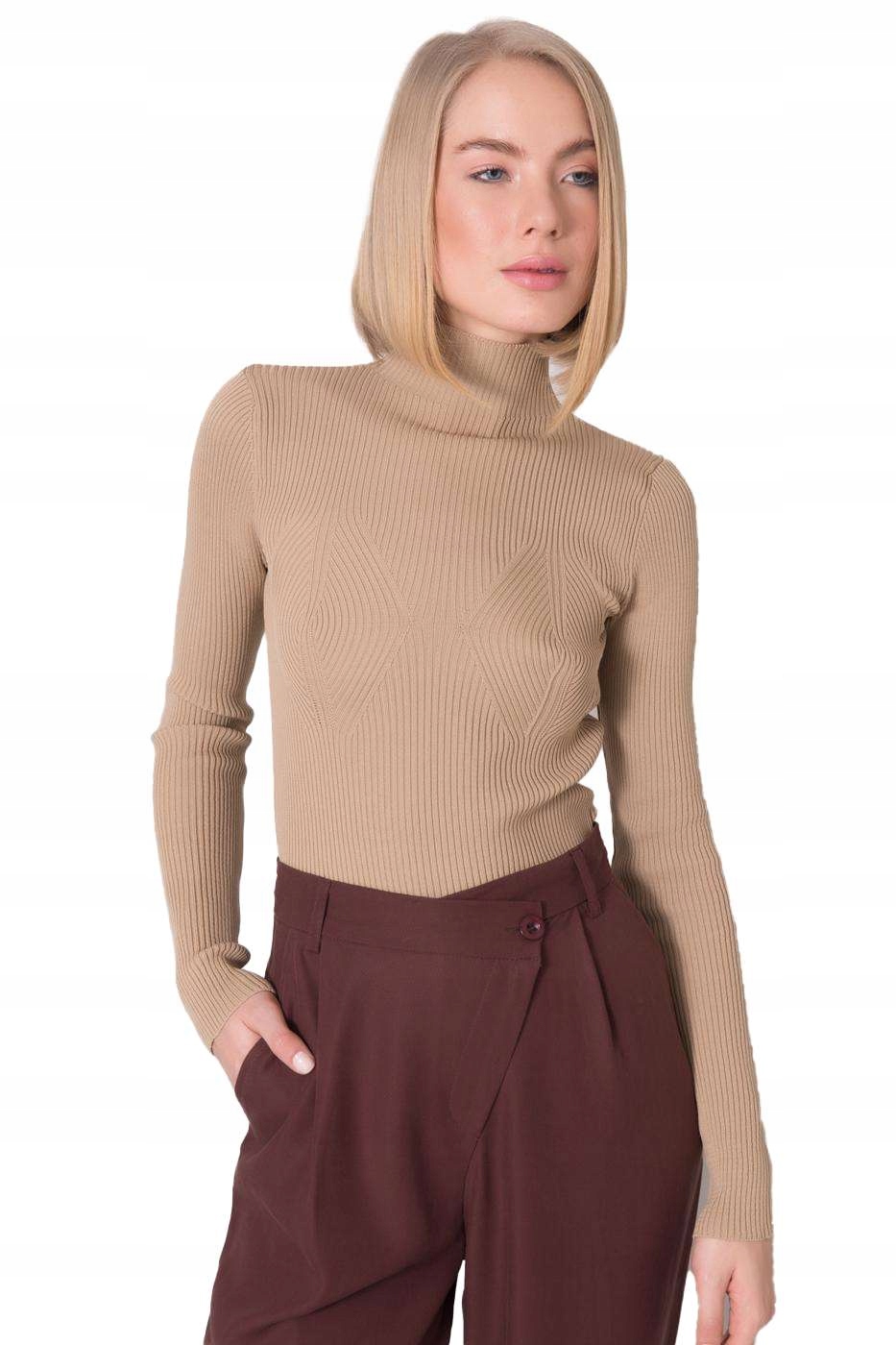 

Klasyczny Golf Damski Sweter z długim rękawem - S