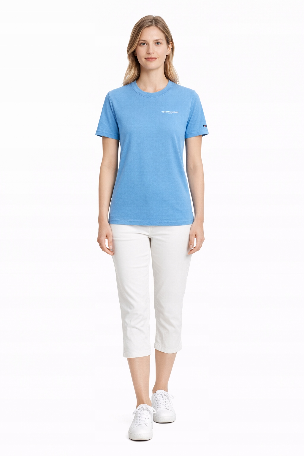 Tommy Hilfiger Modré Tričko S Rovným Výstřihem A Potiskem Xs I3C