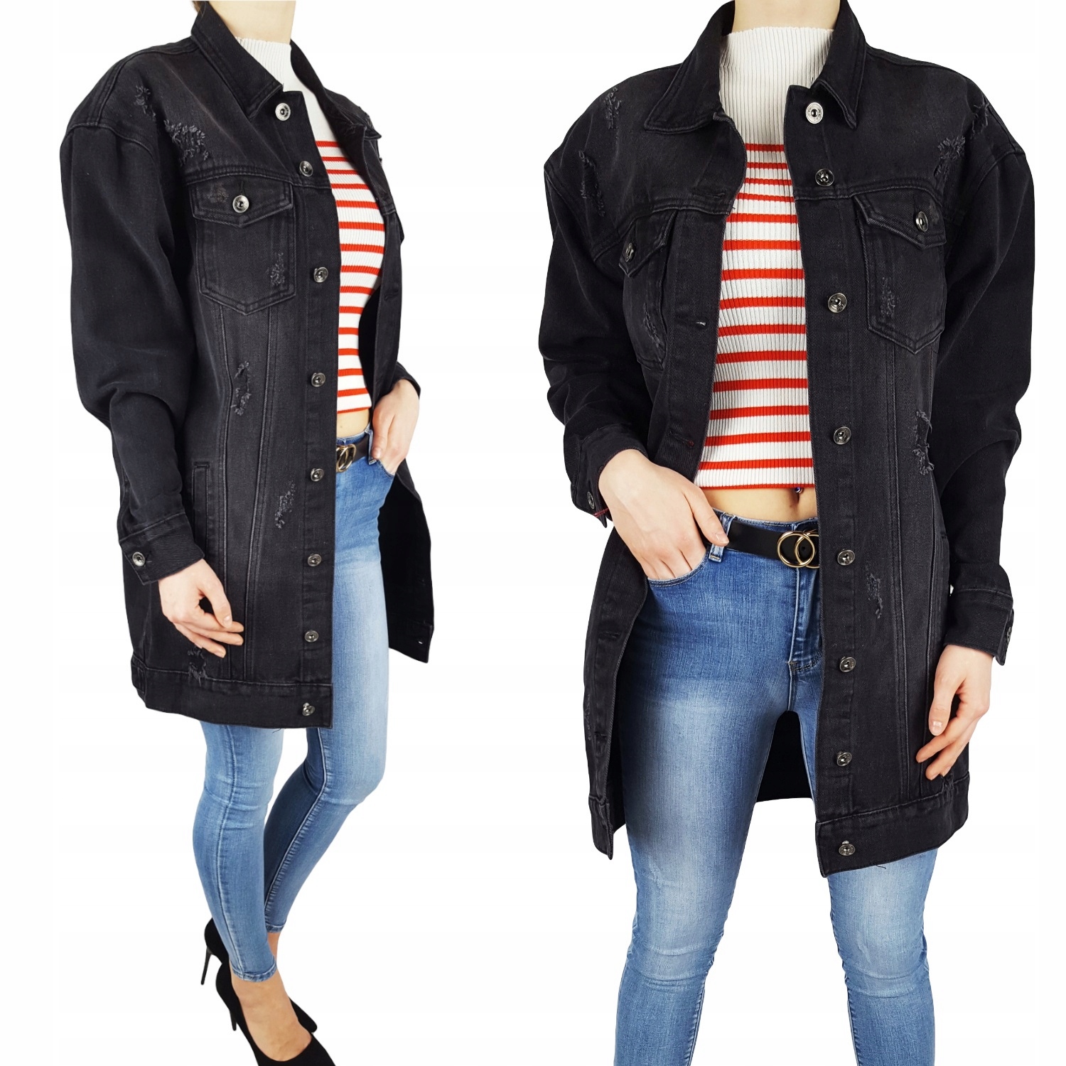 #senzační Katana Bunda Jeans Long Black 2