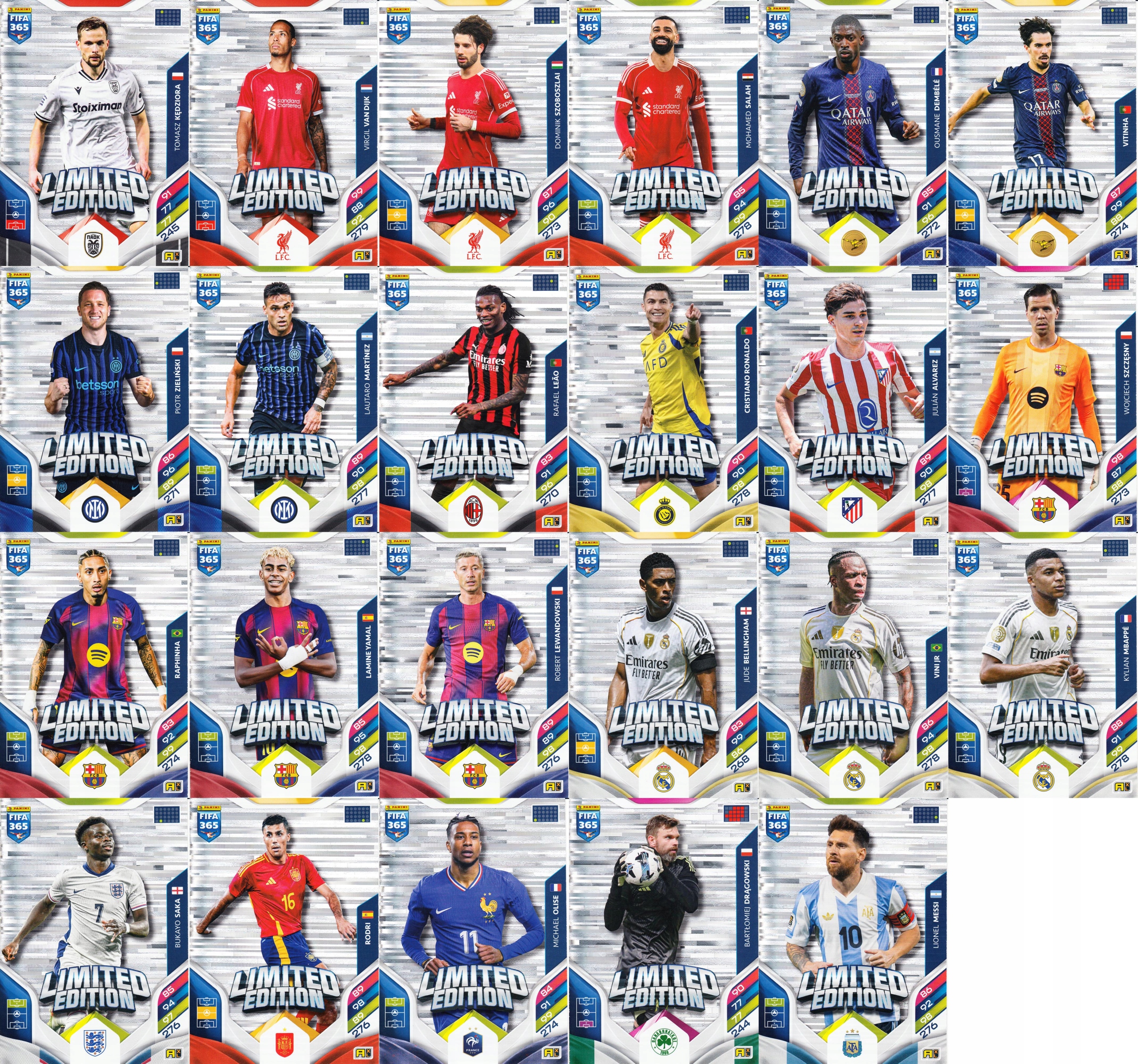 Sběratelské fotbalové karty Panini Fifa 365 2026 XXL 23 karet Sada