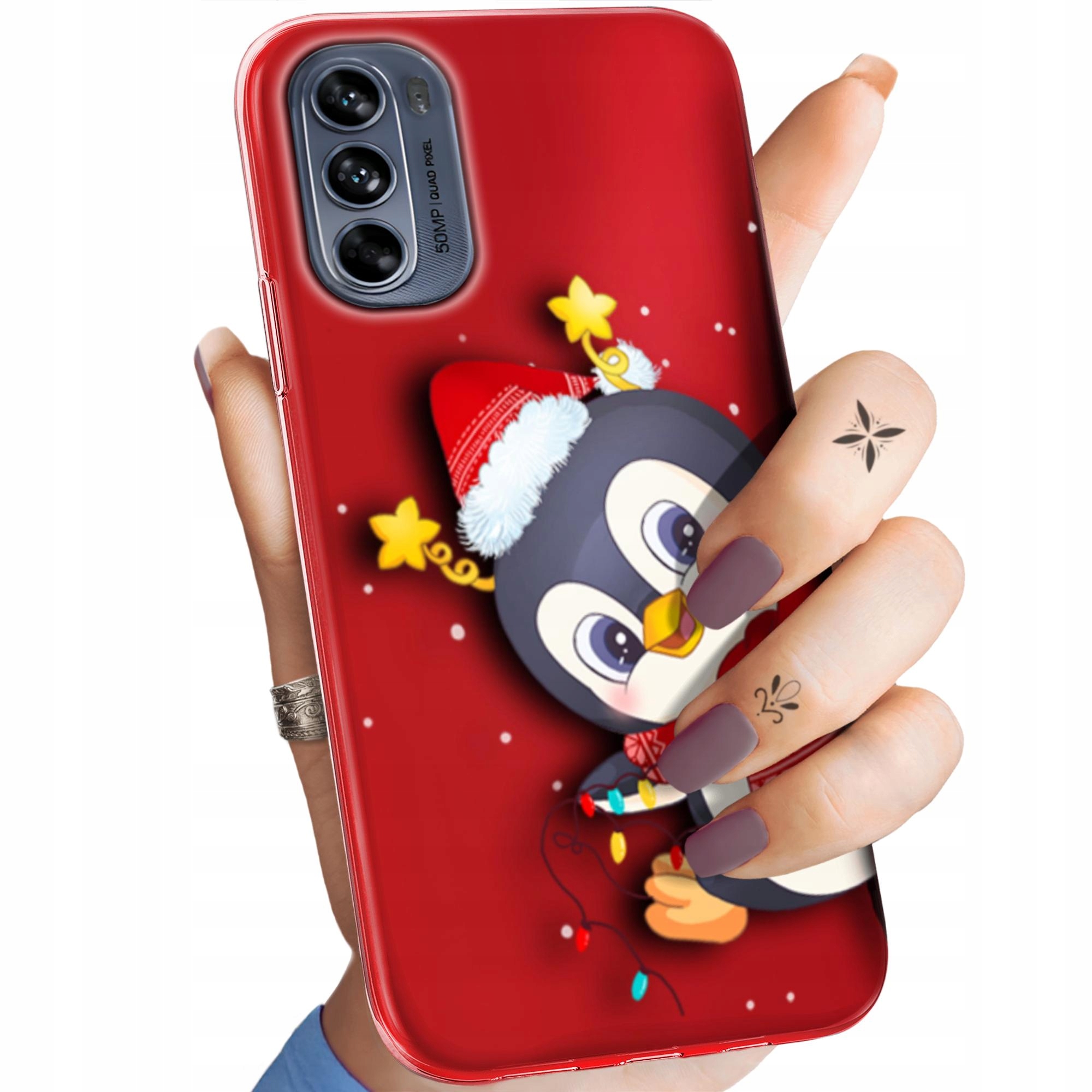 Etui Do Motorola Moto G62 5G Święta Christmas Mikołaj Pingwin Obudowa