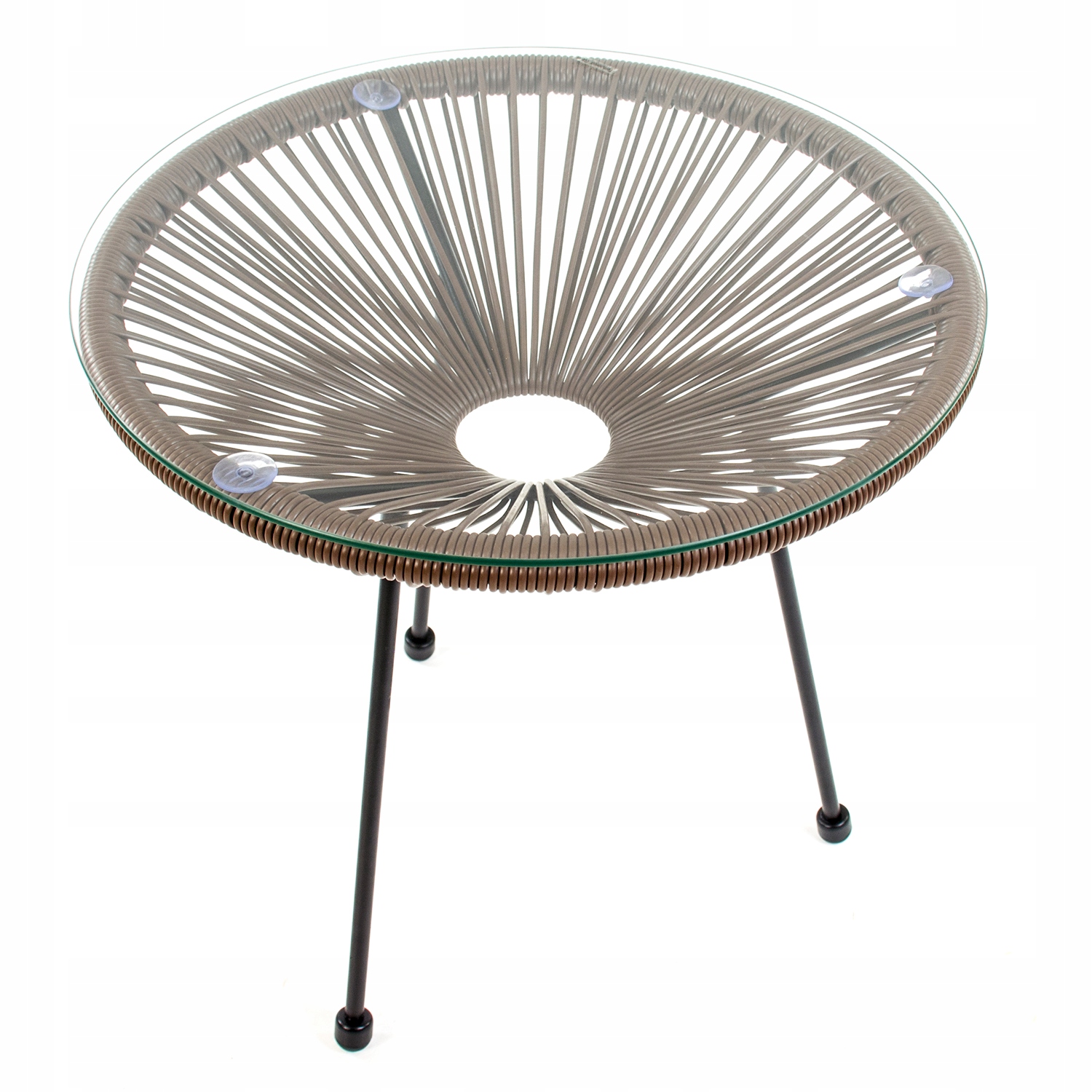 SZKLANY STOLIK OGRODOWY KAWOWY OKRĄGŁY STÓŁ NA BALKON MEBLE TECHNORATTAN Szerokość mebla 50 cm