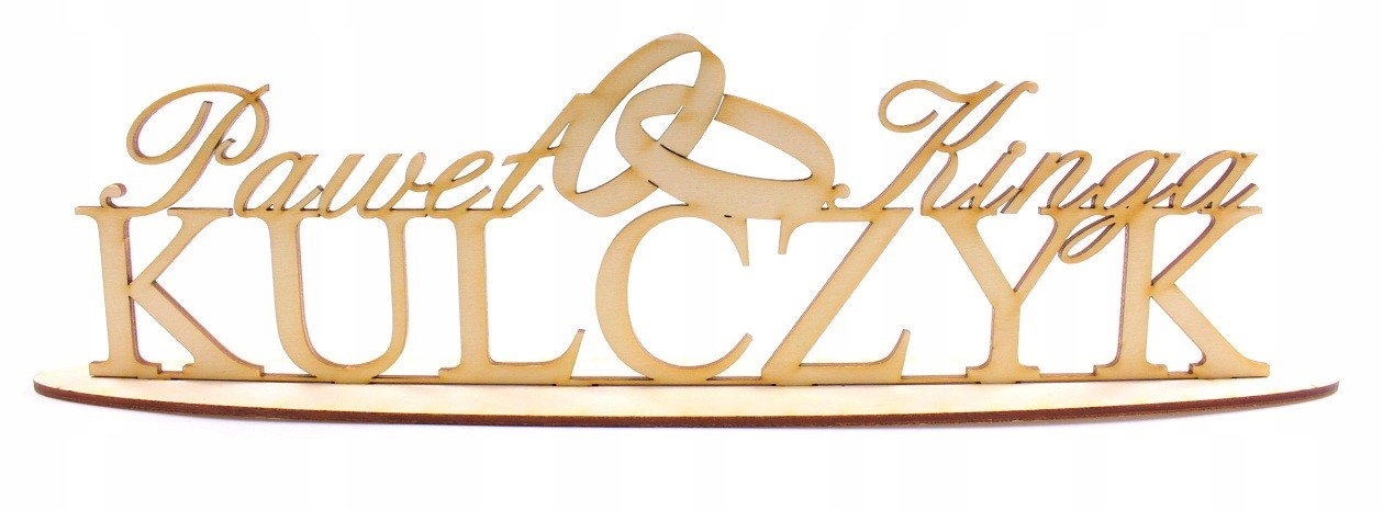 ŚLUBNY NAPIS NA STÓŁ WESELNY Imiona Nazwiska 36 cm