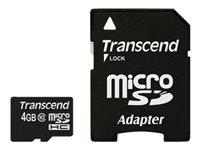 Transcend karta microSDHC 4GB Class 10 z adapterem Sd