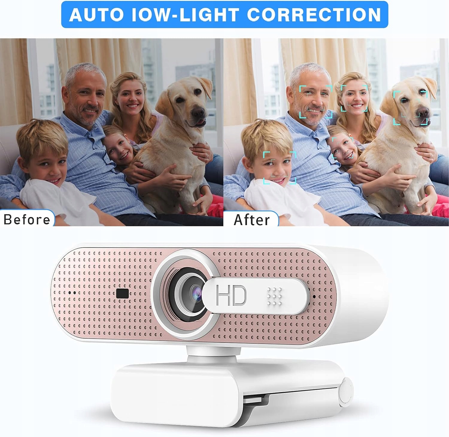 ASHU Kamera internetowa USB 1080p autofokus podwójny mikrofon do streamingu Kod producenta auto focus