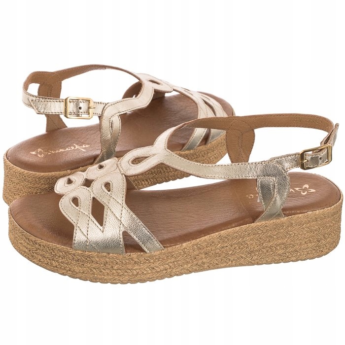 

Buty Damskie Sandały Skórzane Maciejka Złote 05593