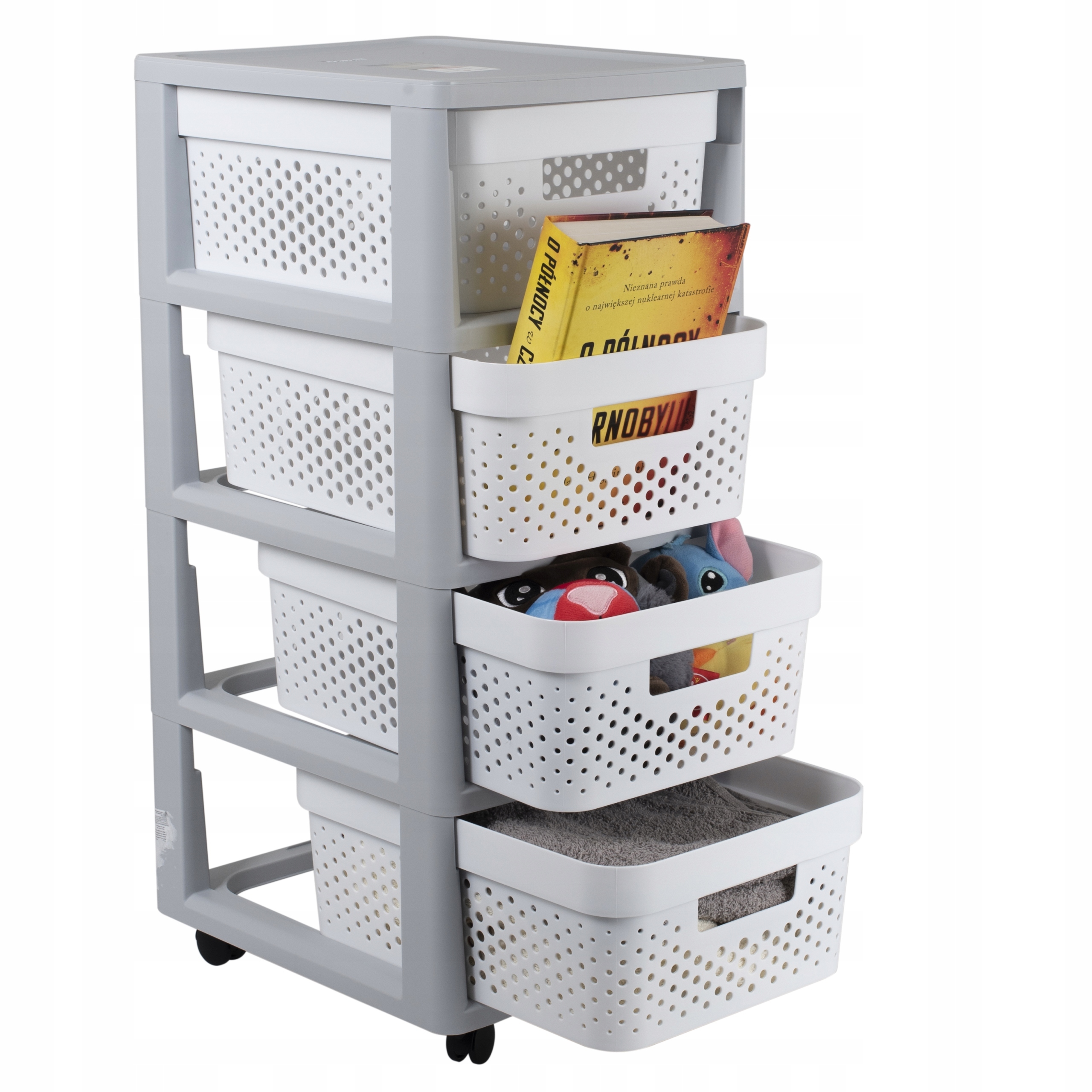 Regał ażurowy 4x10L Infinity szaro-biały Curver 231556 Liczba szuflad 4