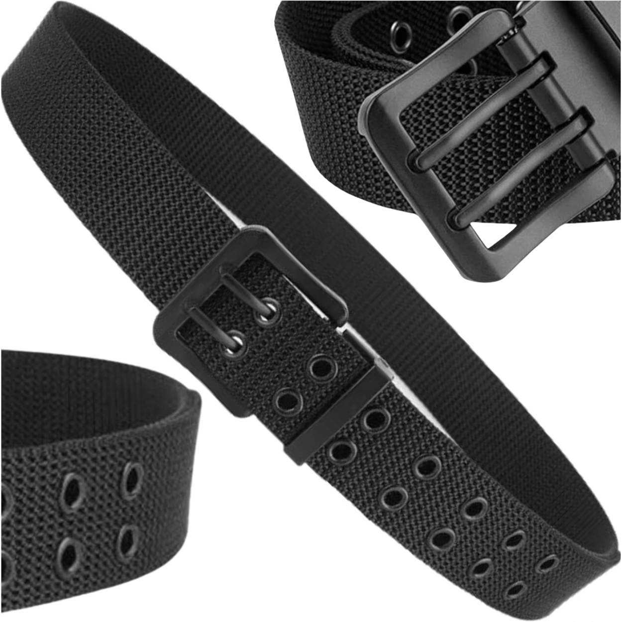 Pas taktyczny parciany pasek dwurzędowy z klamrą militarny męski damski