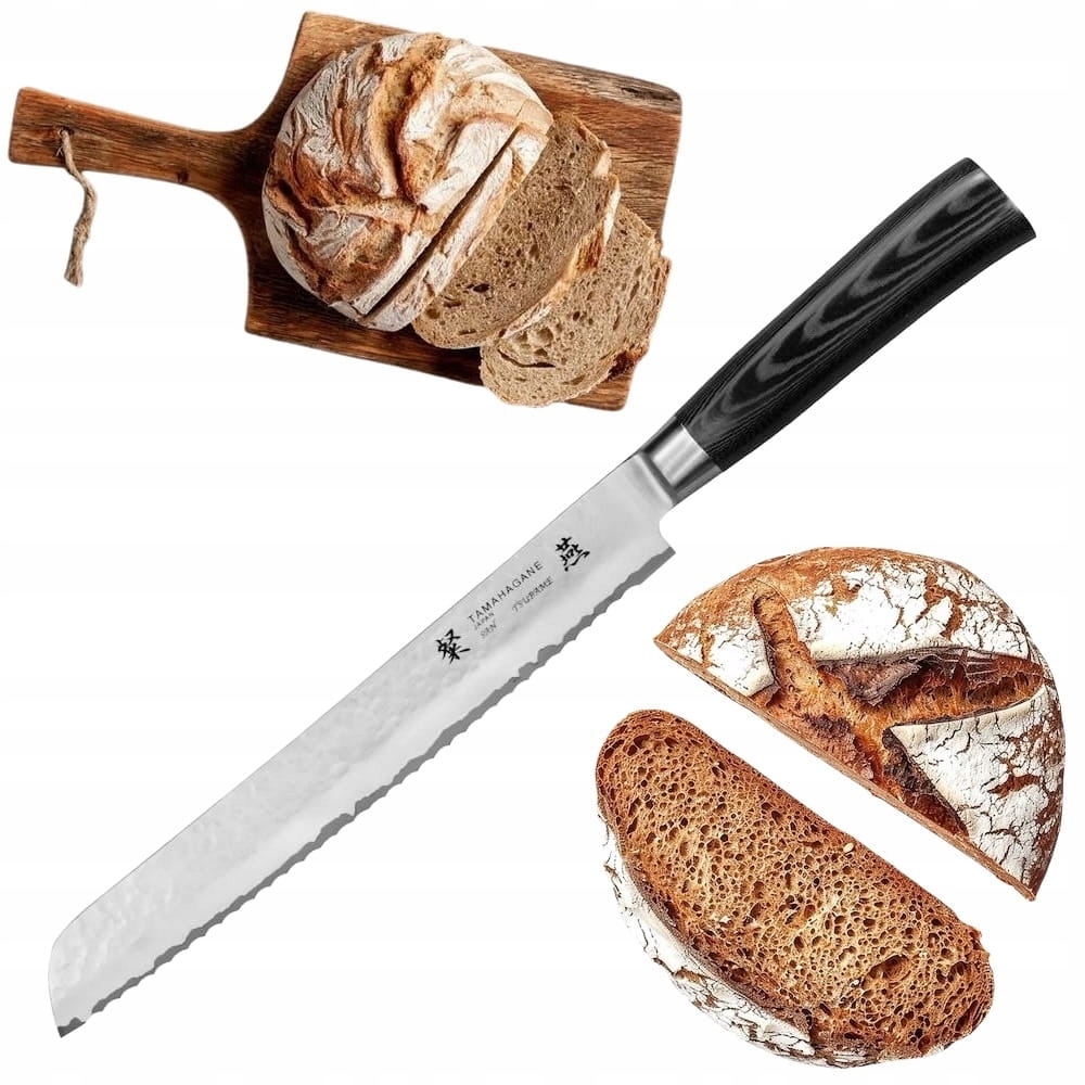 Tamahagane Tsubame Black VG-5 Japonský kuchynský nôž na chlieb 61 Hrc 23 cm