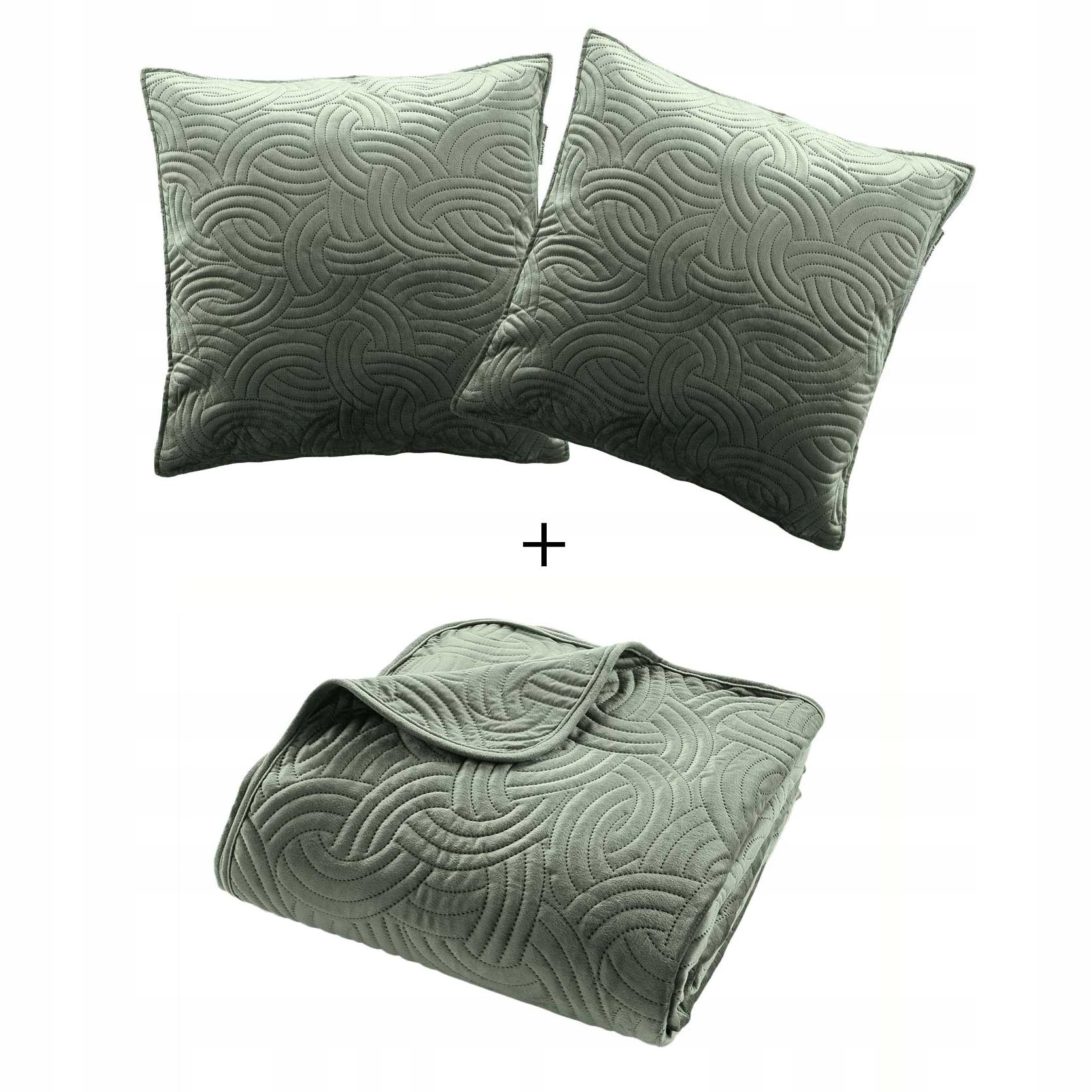 Velvetový Komplet S Přehozem A 2 Povlaky Na Polštář 240 X 260 CM Polyester Zelený