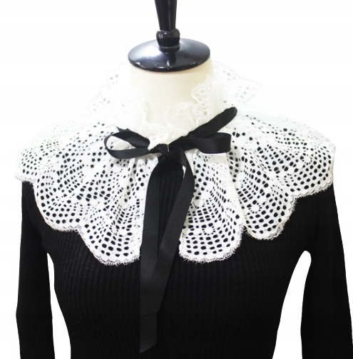 NASZYJNIK KOŁNIERZYK OZDOBA KORONKA BIAŁY