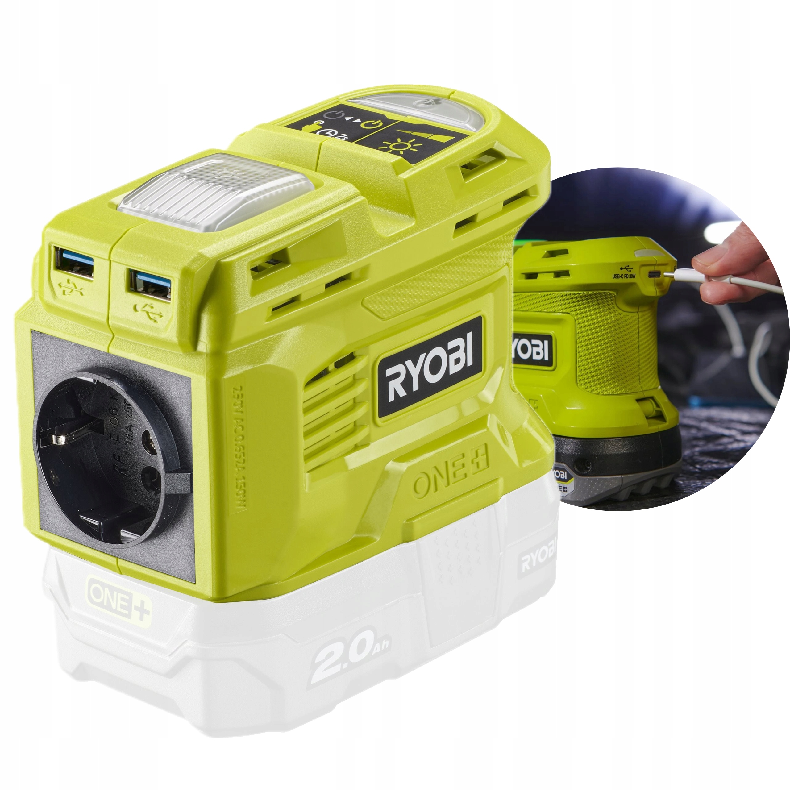 Ryobi Akumulátorový Menič One+ 18V 150W RY18BI150B Výkonný 2v1