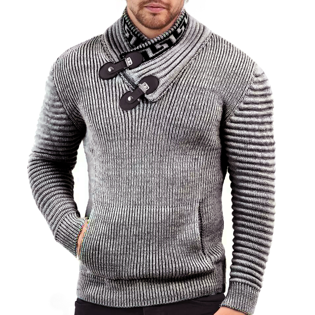 Pánský svetr Mikina S Klokaní Kapsou Silný Teplý Rolák Stojáček Nákrčník