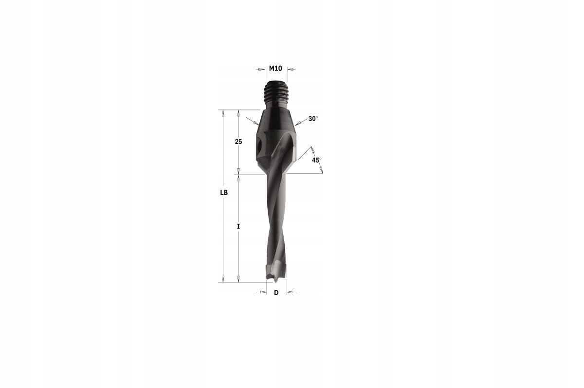 Cmt 332.100.12 Vrták Np gw-trzp.GZ Hw D=10 I=20 LB=45 S=M10/30o Lh