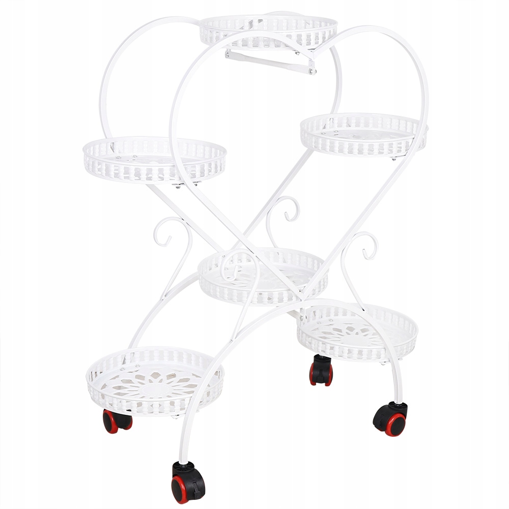 6 Tacy Metalowy Stojak Na Rośliny w Kształcie Serca z Kółkami Biały Stan opakowania oryginalne