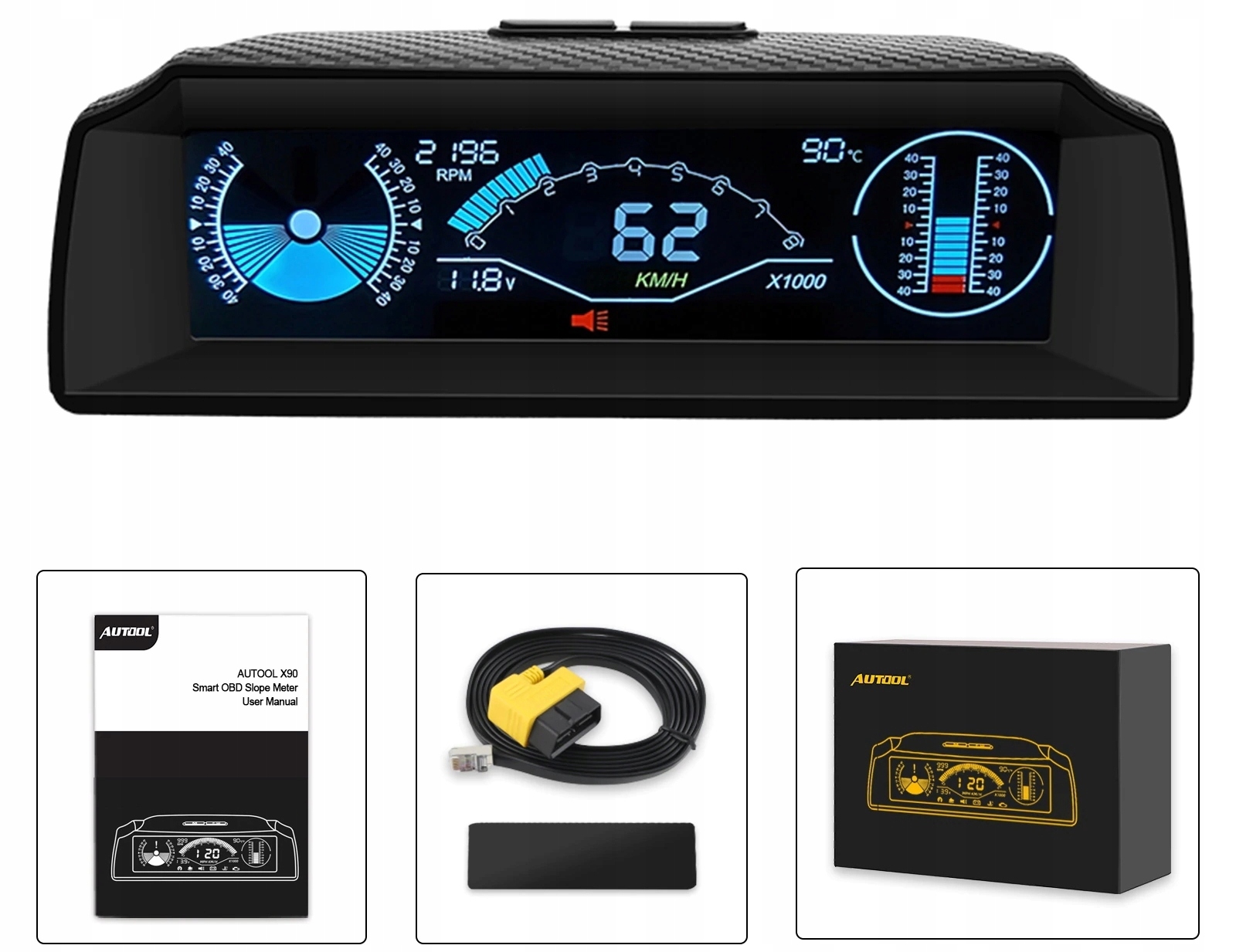 PRZECHYLOMIERZ PODSWIETLANY OFF ROAD 4x4 OBD2 LCD