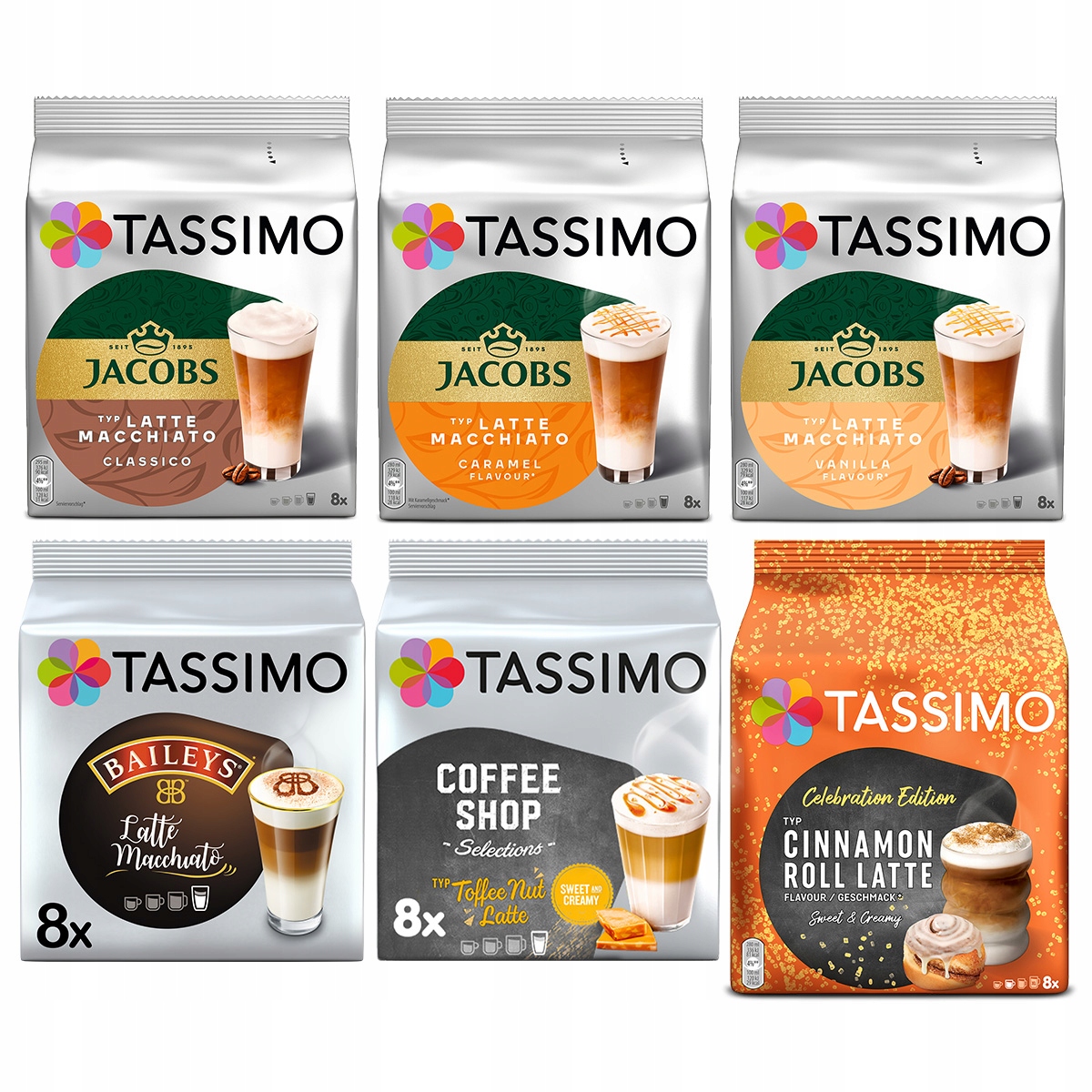 Zestaw kapsułki Tassimo Latte mix classico, smakowe 5+1 opakowanie Gratis!