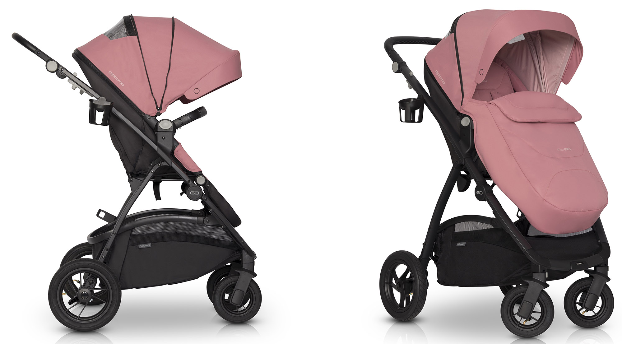 WÓZEK SPACEROWY OPTIMO AIR EASY GO TYŁ PRZÓD ROSE Model optimo air