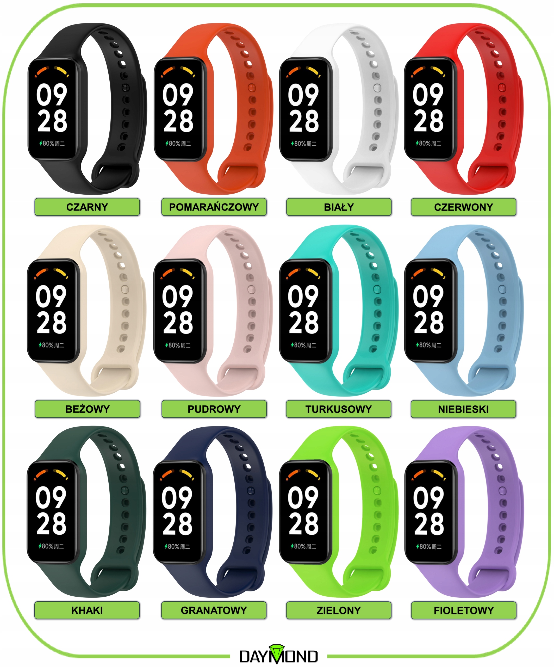 PASEK OPASKA DO XIAOMI REDMI SMART BAND 2 / MI BAND 8 ACTIVE | KOLORY EAN (GTIN) 5904999226029