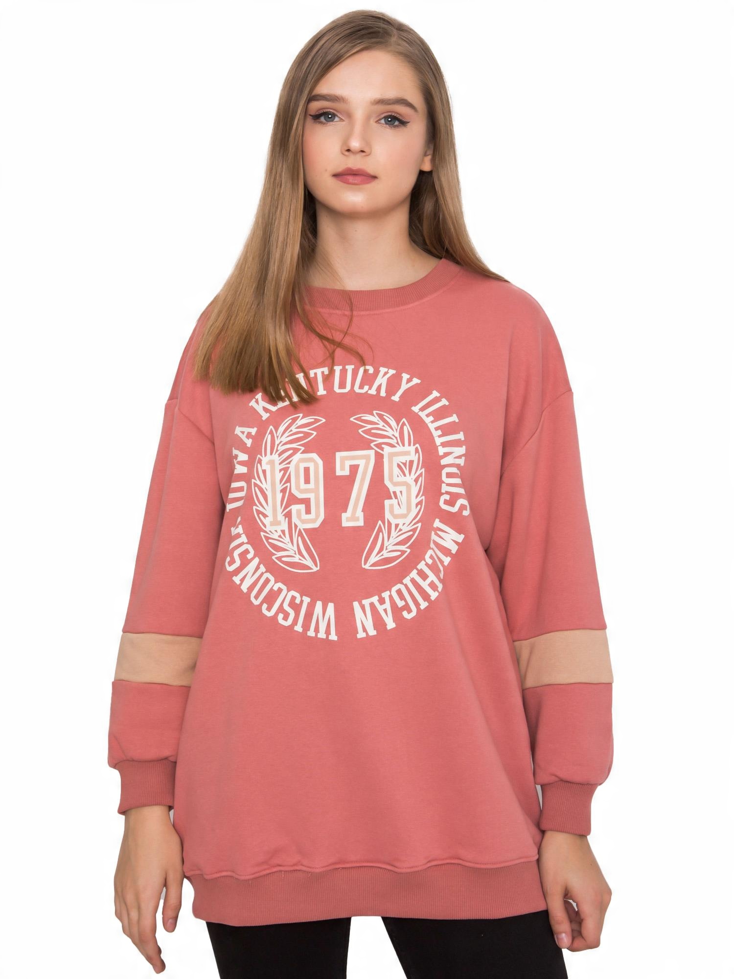 

Ciepła Damska Bluza Oversize Z Nadrukiem