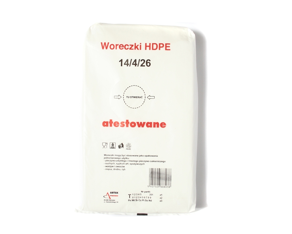 WORECZKI TOREBKI FOLIOWE HDPE ŚNIADANIOWE NA ŻYWNOŚĆ 14x26 cm ATESTOWANE Marka inny