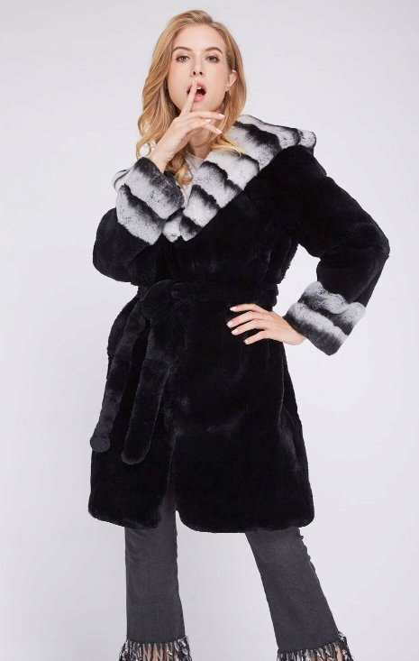 Płaszcz Futro naturalne Królik Rex Chinchilla 38 M Marka inna