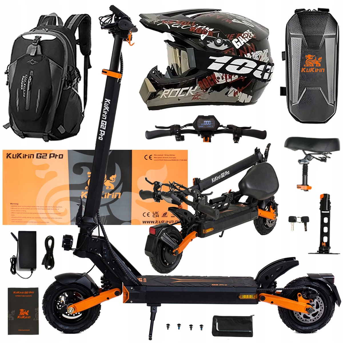 Składany Pojazd Elektryczny Kukirin G2 Pro 1000W 48V 15.6AH 45KM/H +Prezent