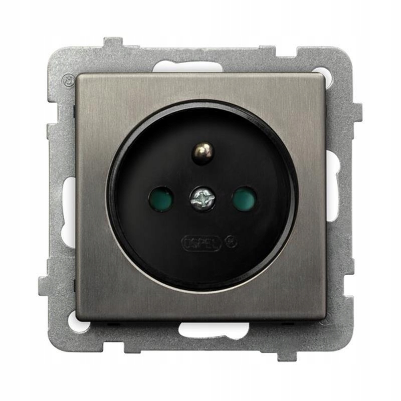 Ospel Sonáta ocel inox jednonásobná zásuvka (+0) se clonami GP-1RMZP/m/3