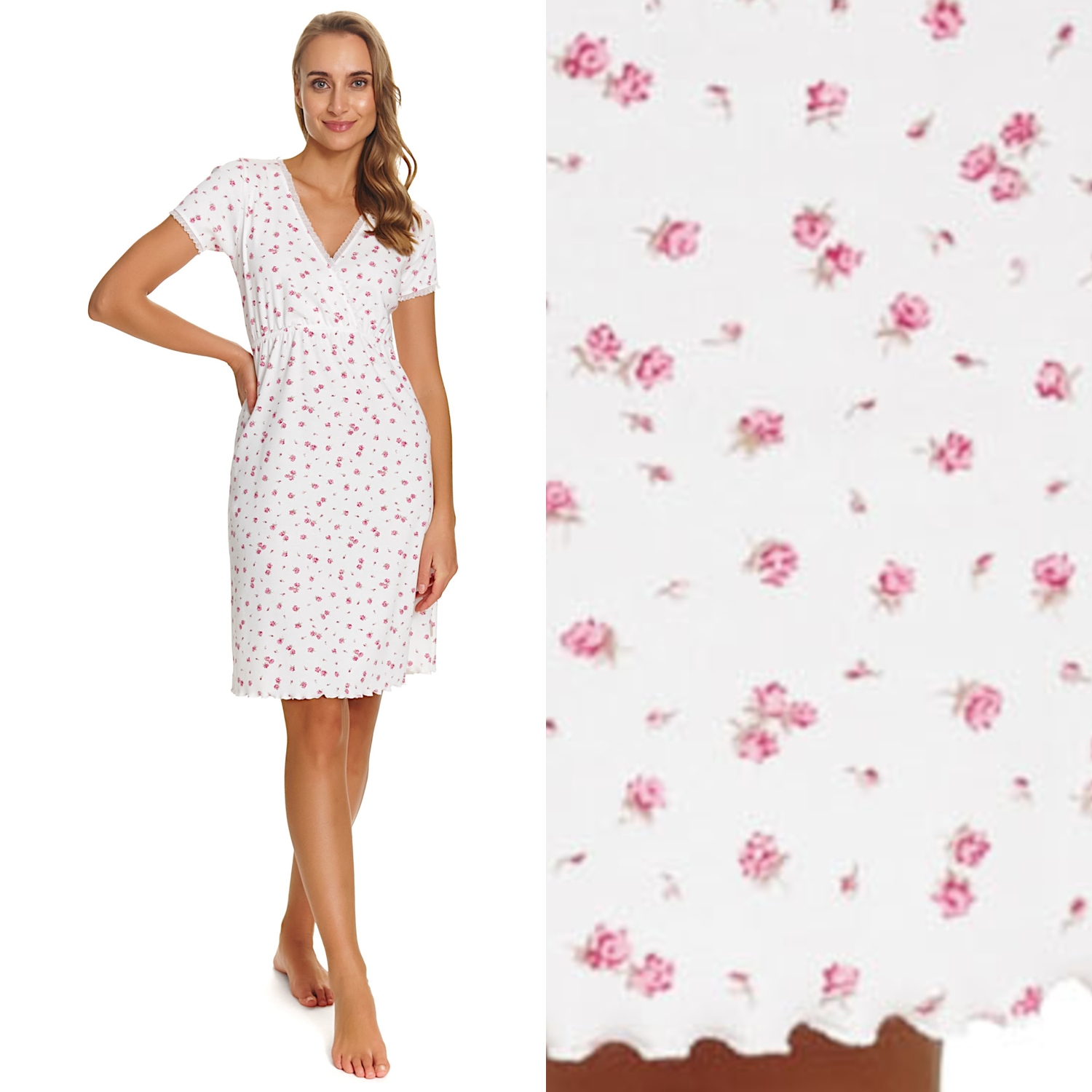 Košile noční Doctornap Tcb 7449 roses kiss Ecru s bavlnou S