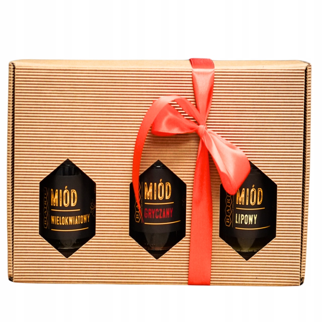 Zestaw prezentowy pudełko karbowane miody 3 x 400g Nowa Linia