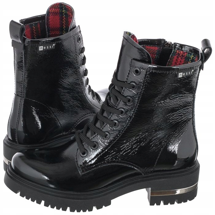 

Buty Damskie Botki Nessi Czarne Lakierowane 21128