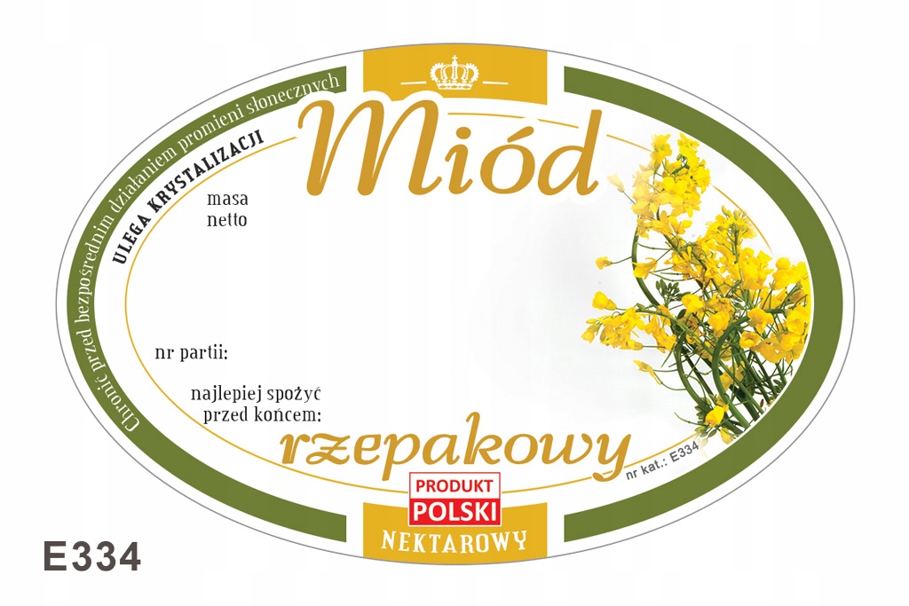 

Etykiety na Miód Rzepakowy (100szt) wzór E334