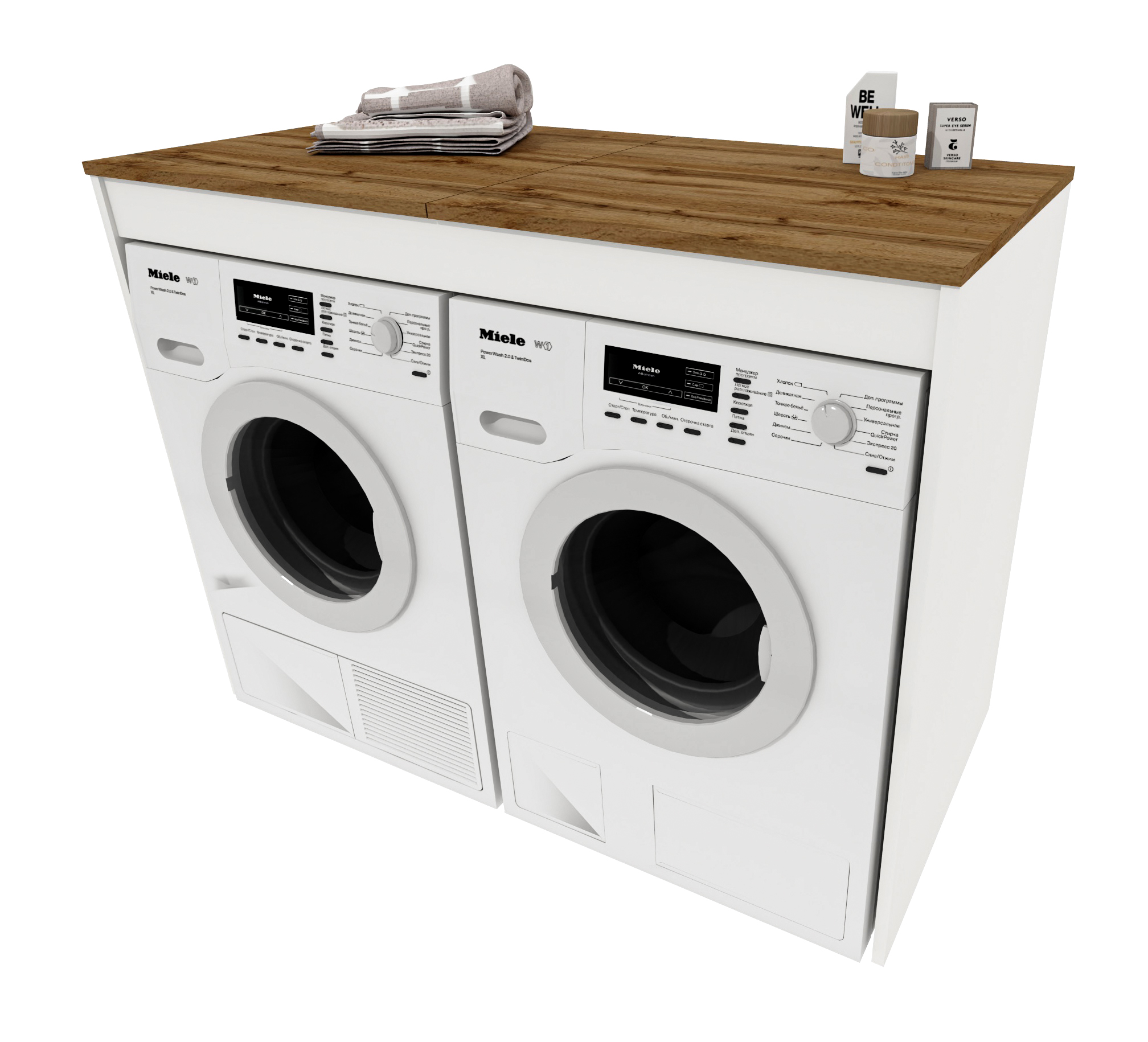 Skříňka na pračku, sušičku do koupelny, regál, bílá, wotan, dvojitá