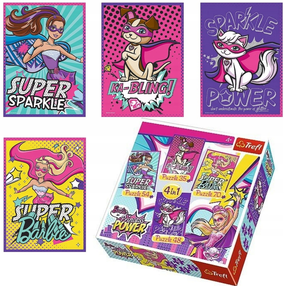 PUZZLE 4W1 LALKI BARBIE SUPER KSIĘŻNICZKA TREFL EAN (GTIN) 5900511342512