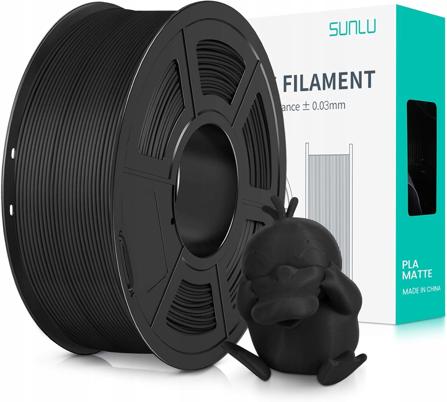 FILAMENT SUNLU PLA Matte Matowy Black Czarny 1kg 1.75mm
