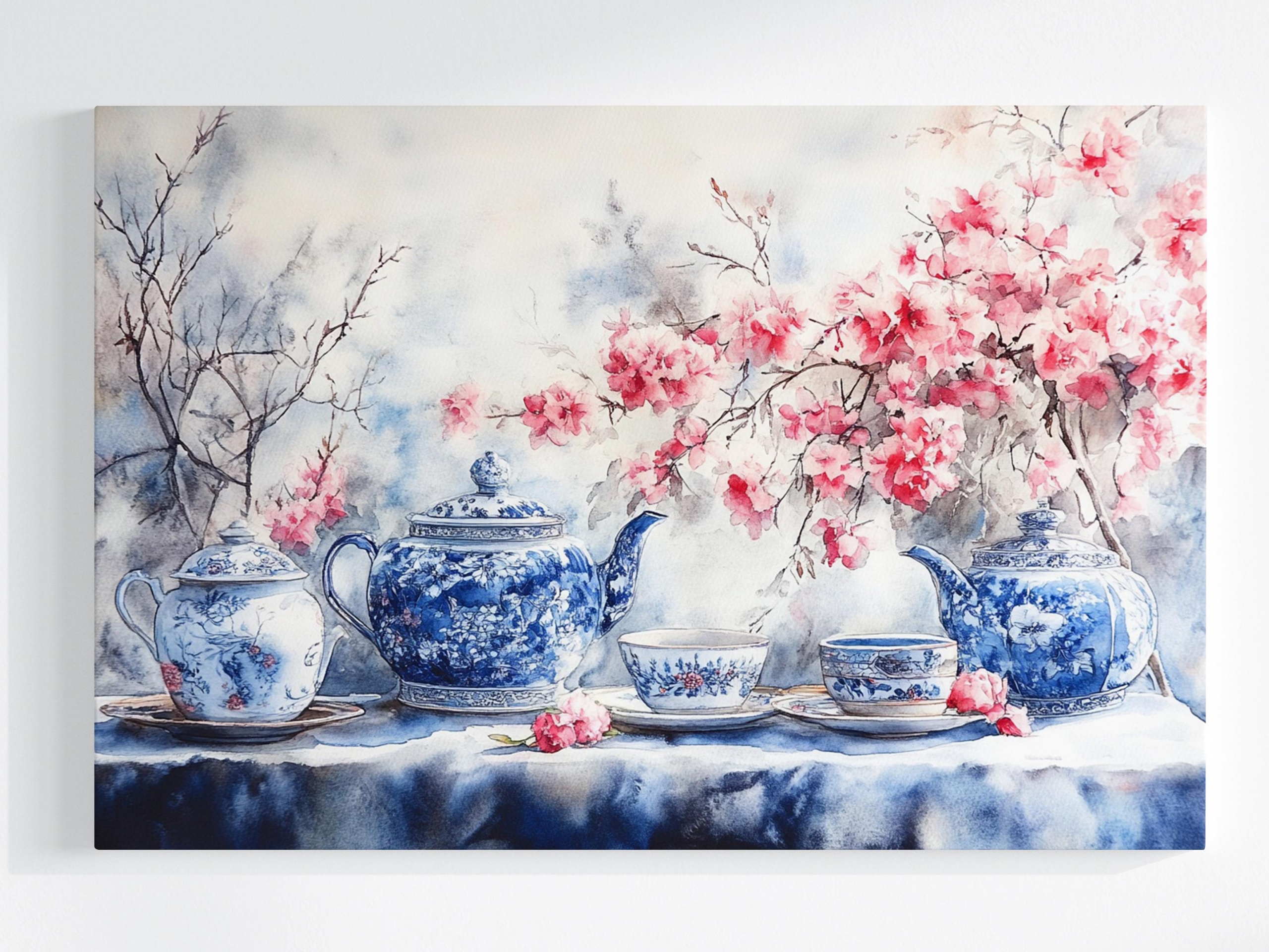 Obraz Na Plátně Canvas Japonská Porcelána Kvetoucí Višeň Čaj 120x80