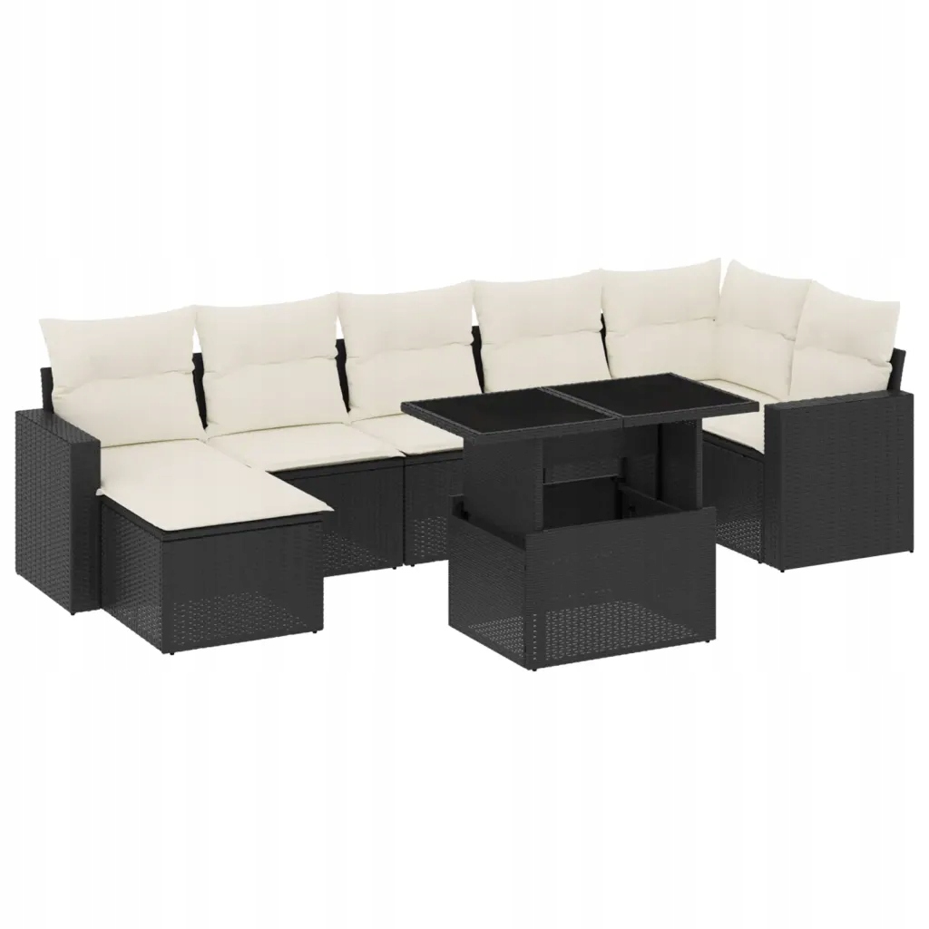Set zahradního nábytku technorattan vidaXL černý 8 dílů
